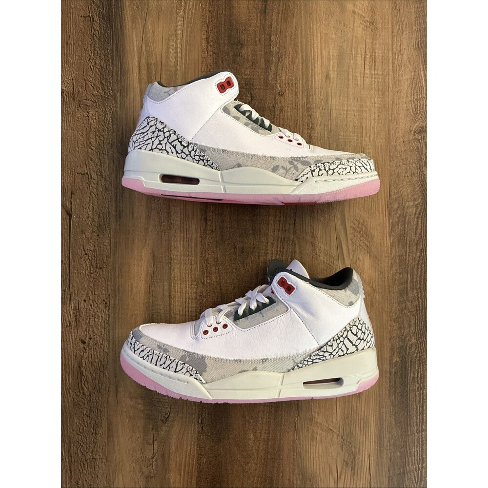 Nike Men 8.5 Air Jordan 3 Retro ‘Wings’ White Fire Red Green Shoes HM6993-100
